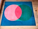 Vloerkleed-blauw, groen, roze, Huis en Inrichting, Ophalen, 100 tot 150 cm, Blauw, Zo goed als nieuw