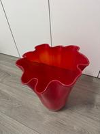 Rode glazen vaas, Ophalen of Verzenden, Minder dan 50 cm, Rood, Glas