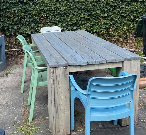 Houten tuintafel met 6 stoelen, Tuin en Terras, Tuinsets en Loungesets, Gebruikt, Hout, 6 zitplaatsen, Ophalen