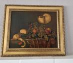 Mooi en oud stil leven schilderij olieverf op houten paneel, Ophalen of Verzenden