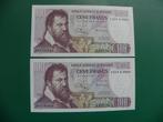 Belgie 2x 100 Francs 1971  UNC, Postzegels en Munten, Bankbiljetten | België, Ophalen of Verzenden