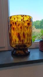 Glazen vaas of windlicht - luipaardmotief, Ophalen, Gebruikt, Overige kleuren, Glas