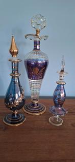 Antieke Parfumfles blauw paars Egypte 3, Antiek en Kunst, Antiek | Glas en Kristal, Ophalen of Verzenden