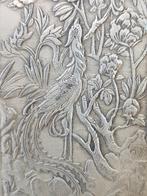 Mooie oude Chinese plak van zilverbrons met vogels 15 cm., Ophalen of Verzenden
