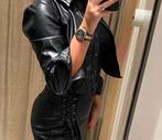Luxe Leren Zwarte Jurk met lange mouwen maat M, Verzenden, Zo goed als nieuw, Zwart, Boven de knie
