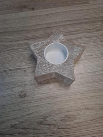Leuke theelichthouder in stervorm hout kerstdecoratie  beschikbaar voor biedingen