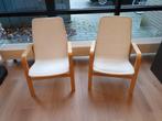 2 fauteuils met lage zitting (lage stoelen), houten frame, Ophalen, Gebruikt, Twee, N.v.t.