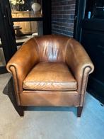 Runderleren  Clubfauteuil, Gebruikt, Landelijk Chique, 75 tot 100 cm, Leer