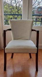 2 vintage stoeltjes met armleuning., Ophalen, Gebruikt, Bruin, Stof