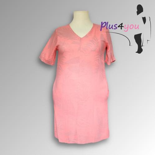 30374 Zgan Roze jurk print Fos Amsterdam mt L  G18, Kleding | Dames, Grote Maten, Zo goed als nieuw, Jurk, Roze, Ophalen of Verzenden