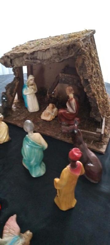 Prachtige, oude Kerstgroep, met kribbe, zie foto's.  beschikbaar voor biedingen