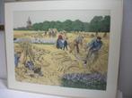 Borduurwerk: Maaien met Zeis op het Land - 69 x 57 cm - zgan, Overige typen, Ophalen of Verzenden, Zo goed als nieuw, 50 tot 75 cm