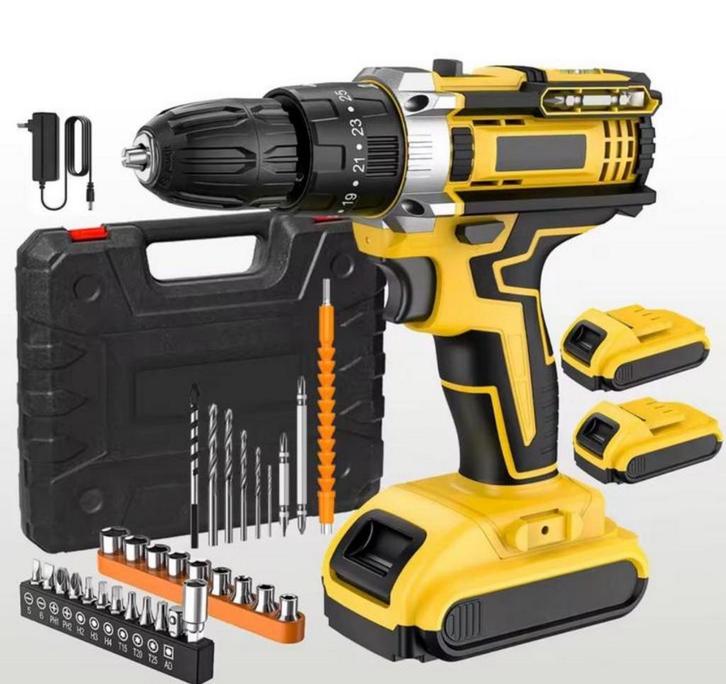 Accuboormachine 18v compleet incl 2 accupacks en accessoires, Doe-het-zelf en Verbouw, Gereedschap | Boormachines, Zo goed als nieuw