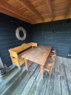 Houten bank, eettafel en cafe stoelen, Huis en Inrichting, Ophalen, Gebruikt, 150 tot 200 cm, Eikenhout