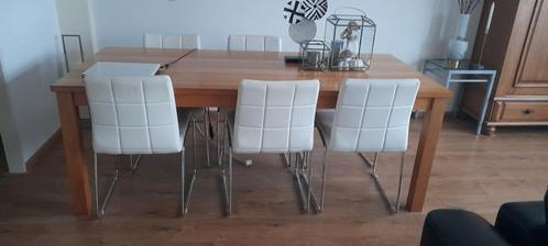 Blank eiken eetkamertafel 90x200., Huis en Inrichting, Tafels | Eettafels, Gebruikt, 50 tot 100 cm, 150 tot 200 cm, Vijf personen of meer