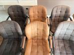 6 Eetkamerstoelen, Suède Grijs Cognac, Huis en Inrichting, Stoelen, Ophalen, Gebruikt, Grijs, Stof