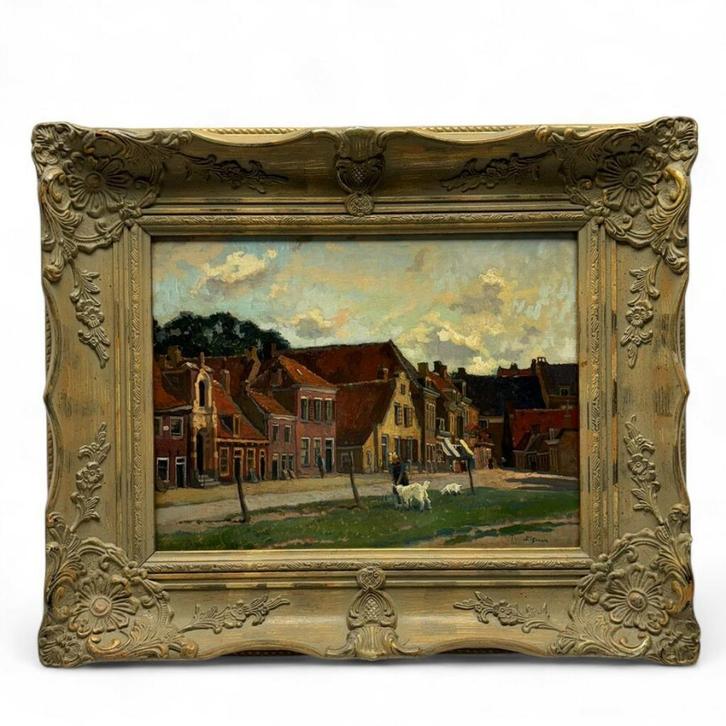 Johannes Elsinga (1893-1969) - 'Boterhoek Leeuwarden', Antiek en Kunst, Kunst | Schilderijen | Klassiek, Ophalen of Verzenden