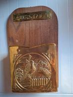 Messing borstelhouder op eiken plank, Ophalen of Verzenden