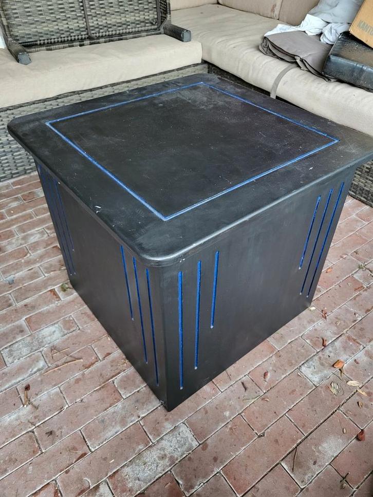 Stevige Zwarte Tafelkist 55 cm, Tuin en Terras, Tuintafels, Gebruikt, Vierkant, Ophalen