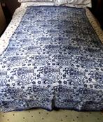 Grote katoenen sjaal blauw wit batik prints 100 x 200 cm, Verzenden, Gedragen, Maat 46/48 (XL) of groter, Sjaal