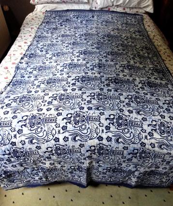 Grote katoenen sjaal blauw wit batik prints 100 x 200 cm beschikbaar voor biedingen