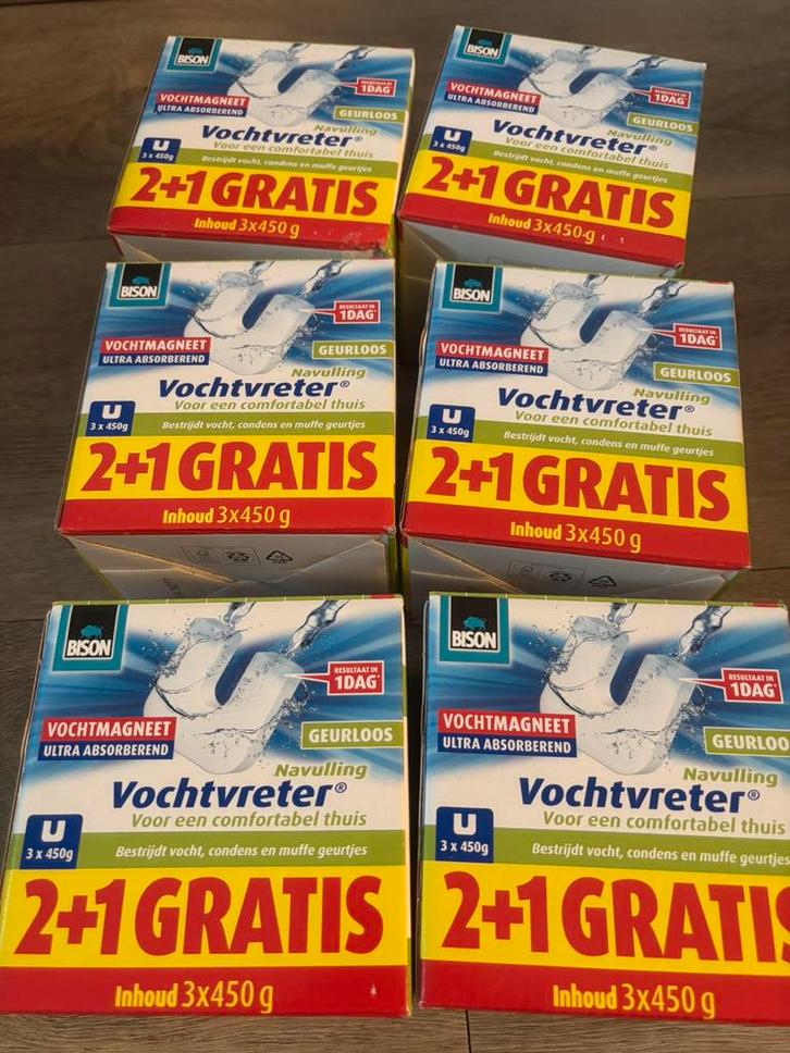 6 x 3 nieuw Bison navulling voor Vochtvreter magneet 450g, Huis en Inrichting, Schoonmaakartikelen, Overige typen, Ophalen of Verzenden