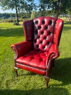 Rode Chesterfield Fauteuil, Ophalen of Verzenden, Gebruikt, Leer, 75 tot 100 cm