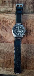 TW Steel horloge als nieuw, zwart leren band, 42 mm, Nieuw, Overige merken, Staal, Ophalen of Verzenden