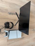 PlayStation 5 Slim + Headset + Gaming Monitor complete set, Ophalen of Verzenden, Zo goed als nieuw