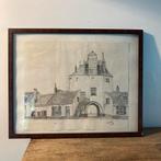 Vintage Tekening C. Poel 1987 - Schilderijtje 31.5x25.5cm, Antiek en Kunst, Ophalen of Verzenden