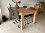 Uitschuifbare blank eiken eettafel, Huis en Inrichting, Tafels | Eettafels, Ophalen, Gebruikt, 50 tot 100 cm, Eikenhout