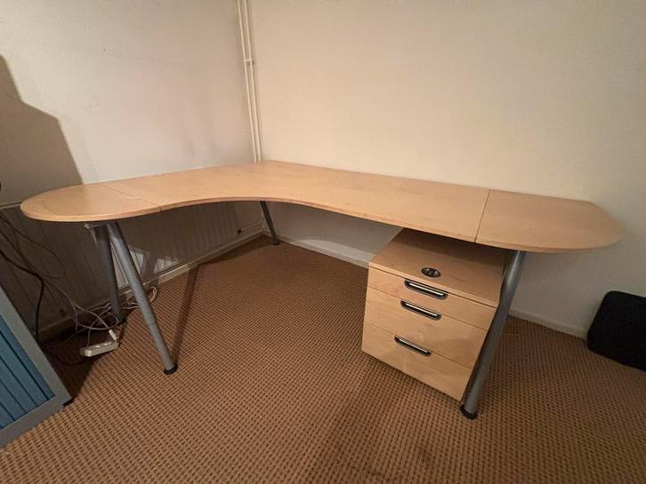 IKEA Galant bureau met ladekast., Huis en Inrichting, Bureaus, Gebruikt, Bureau, In hoogte verstelbaar, Ophalen
