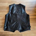 vintage Lederen Biker vest- Biker gilet met opdruk maat: L, Verzenden, Tweedehands, Jas | leer