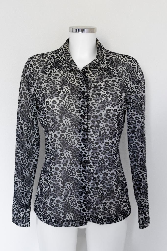 Panterprint blouse zwart/grijs maat M, Kleding | Dames, Blouses en Tunieken, Zo goed als nieuw, Maat 38/40 (M), Zwart, Ophalen of Verzenden
