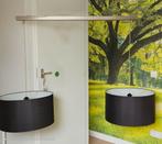 Balk met twee grote hanglampen, Huis en Inrichting, Lampen | Lampenkappen, Ophalen, Gebruikt, Rond, 50 cm of meer