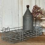 Brocante oud zinken rekje met vakjes, Verzenden