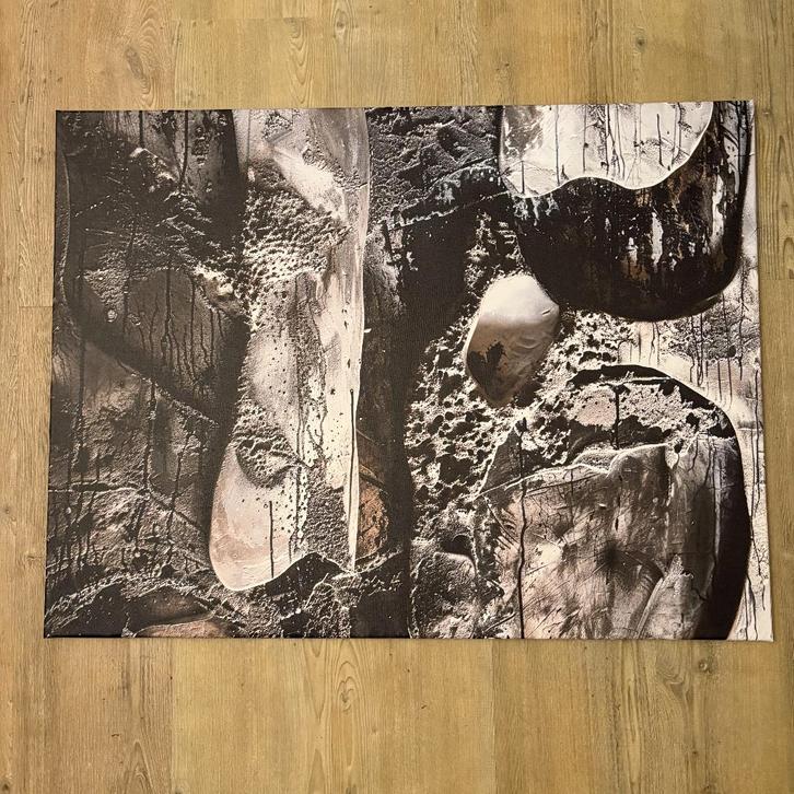 Canvas abstract zwart-grijs - 100x75 cm, Huis en Inrichting, Woonaccessoires | Schilderijen, Tekeningen en Foto's, Nieuw, Print