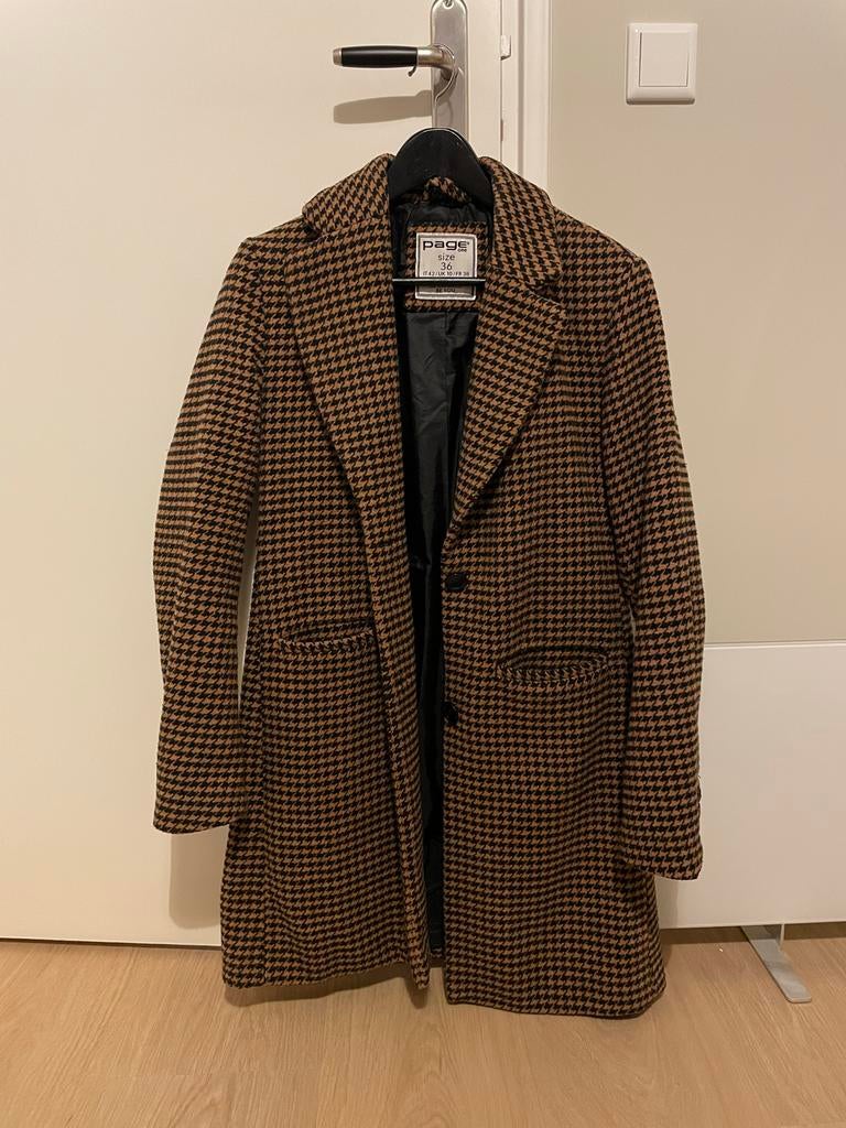 Stoffen jas/mantel - Maat S, Ophalen of Verzenden, Zo goed als nieuw, Maat 36 (S), Bruin