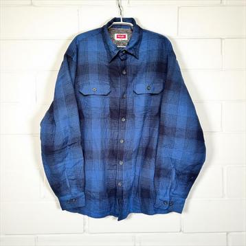 Wrangler Shacket Maat M Blauw Zwart Ruit Cowboy Fleece beschikbaar voor biedingen