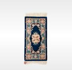 Handmade vintage Aubusson tapijt blue roses wol 63x125c.m, Gebruikt, 100 tot 150 cm, ., .