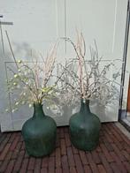 Groene Kruikvazen met Kunstbloemen - De Boet, Ophalen, Minder dan 50 cm, Groen, Glas