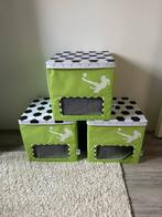 3 opbergbakken voetbal 33x33cm, Ophalen, Overige materialen, Mand, Vierkant