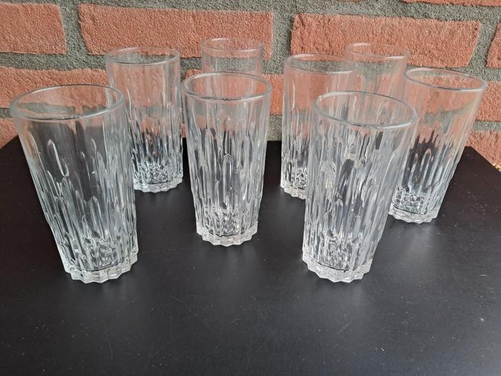 Vintage drink glazen. Compleet set van 8 stuks., Antiek en Kunst, Antiek | Glas en Kristal, Ophalen of Verzenden