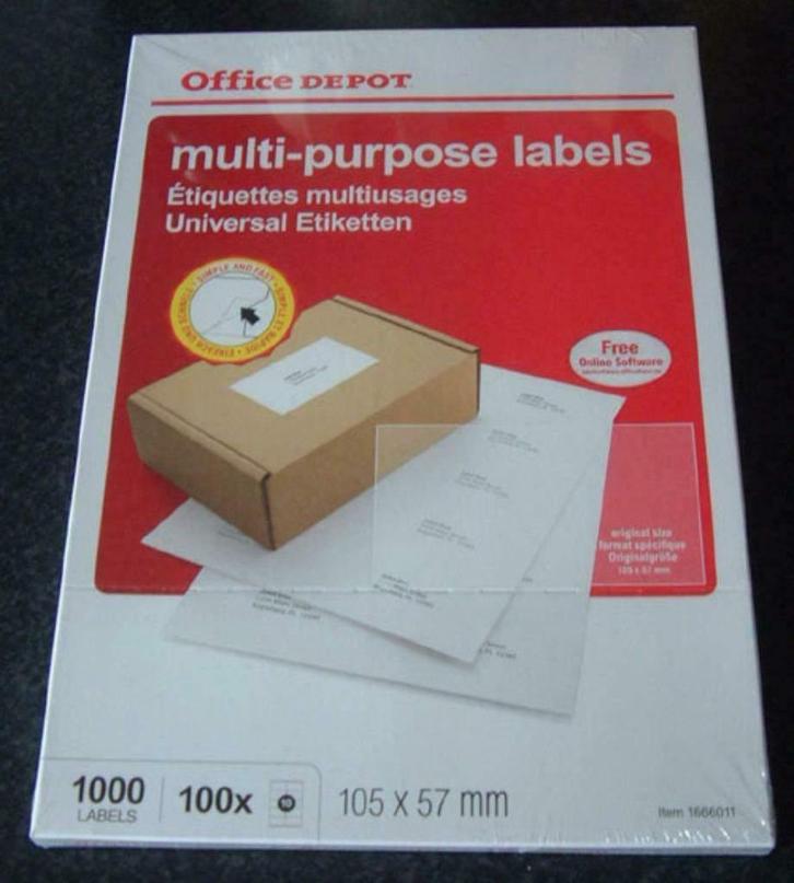 Etiketten Labels Adres stickers zelfklevend office depot A4, Diversen, Papierwaren, Nieuw, Ophalen of Verzenden