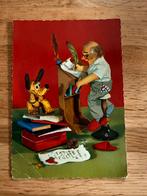 Vintage Ansichtkaart: Pluto en prof Ludwig von Drake, Ophalen of Verzenden, Gebruikt, Beeldje of Figuurtje