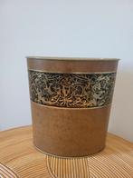 Vintage Metalen Prullenbak met Goudkleurig Decoratie, Gebruikt, Ophalen of Verzenden, Minder dan 10 liter, Metaal