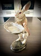 Dienblad Konijn Beeld decoratie brocante jasje dier beeldje, Antiek en Kunst, Verzenden