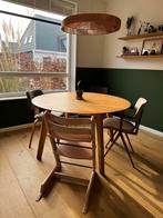 Massief eiken eettafel rond 130cm, Ophalen, Gebruikt, 100 tot 150 cm, 100 tot 150 cm