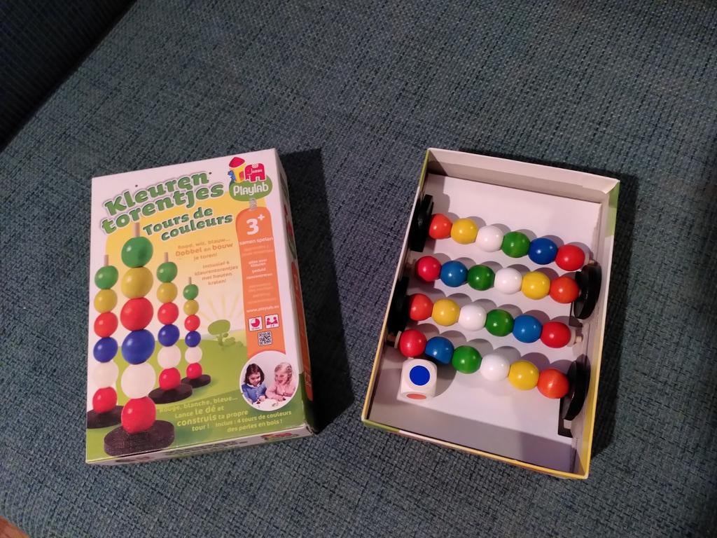 Spel Kleuren Torentjes - Leuk gezelschapsspel voor kinderen, Een of twee spelers, Ophalen of Verzenden, Zo goed als nieuw, Playlab