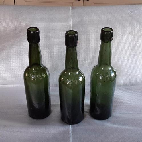 3 oude ZHB bierflesjes, kleur groen, Antiek en Kunst, Curiosa en Brocante, Ophalen
